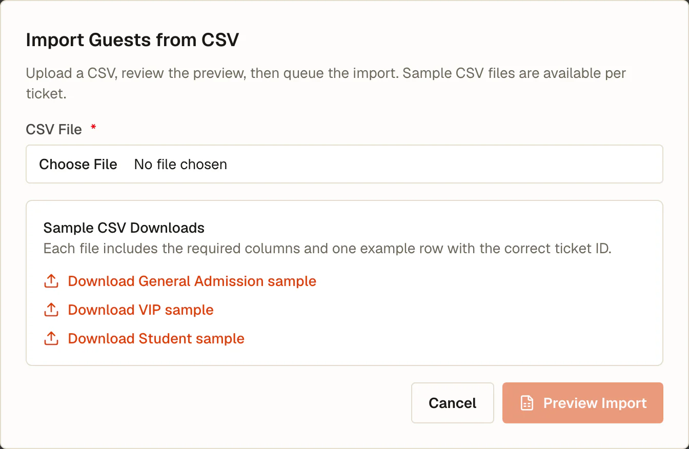 The guest import preview