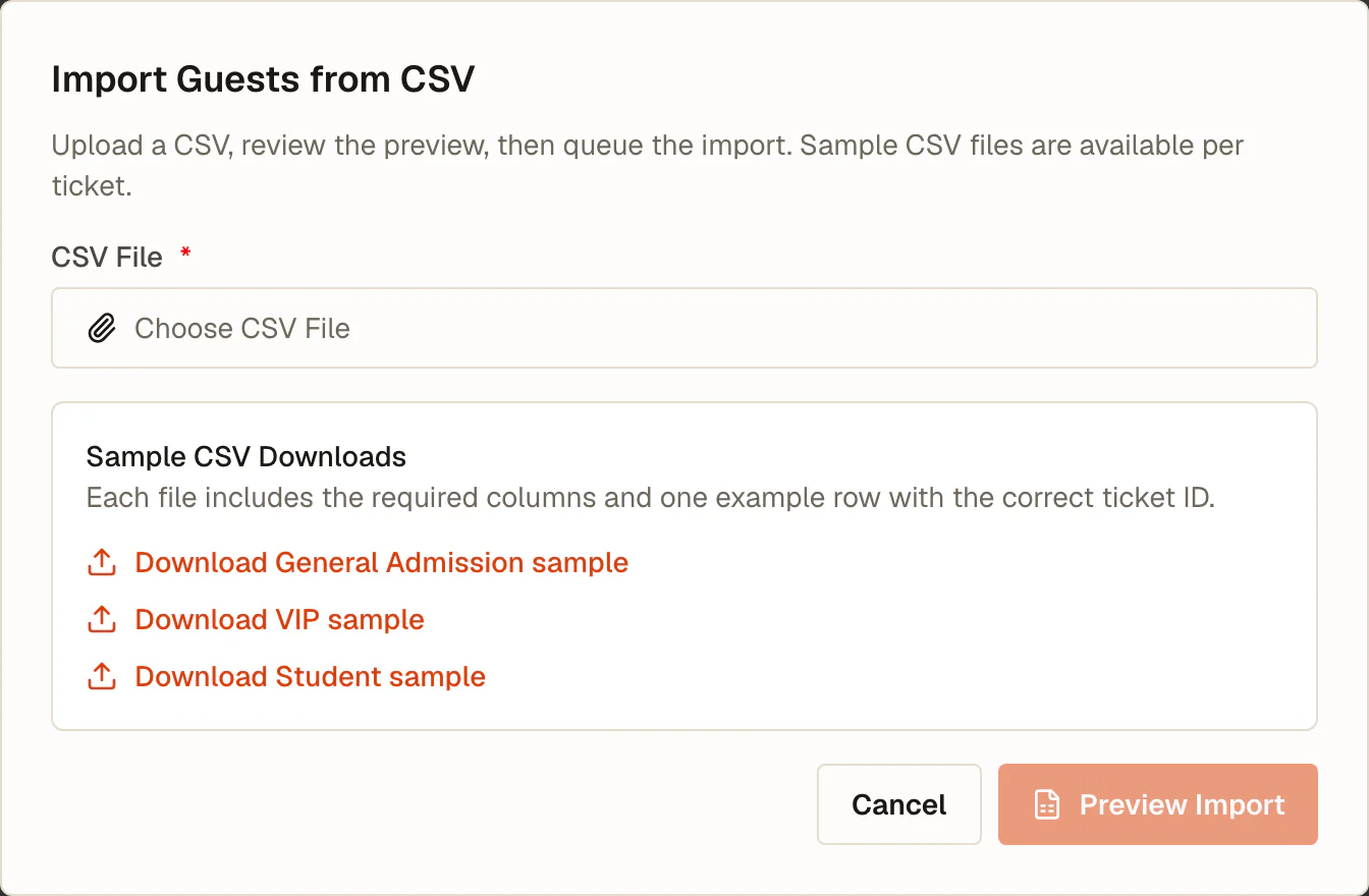 The guest import preview